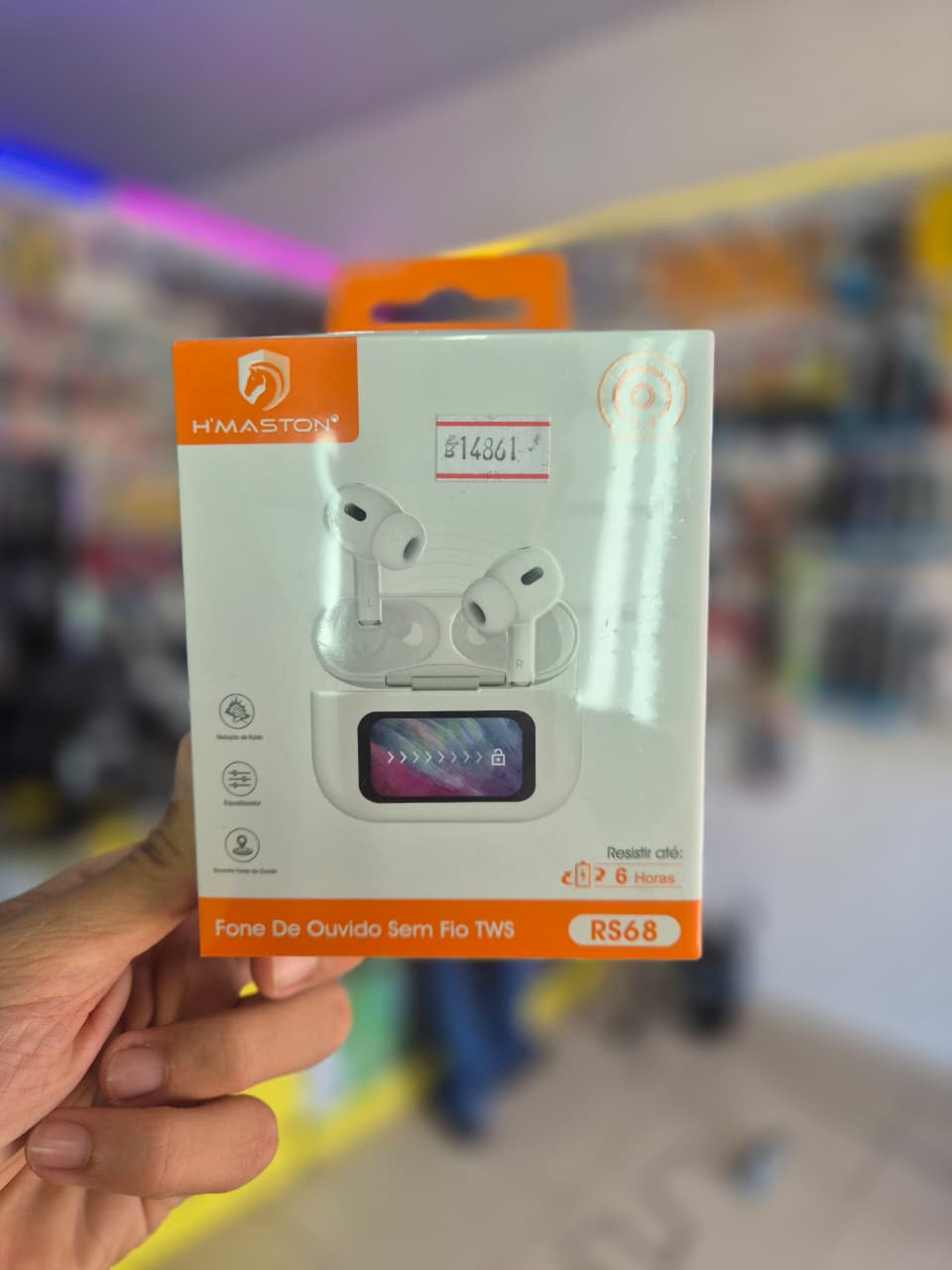 H'Maston Rs-68 Smart Touch Screen Bluetooth Fone De Ouvido Sem Fio Com Visor LC