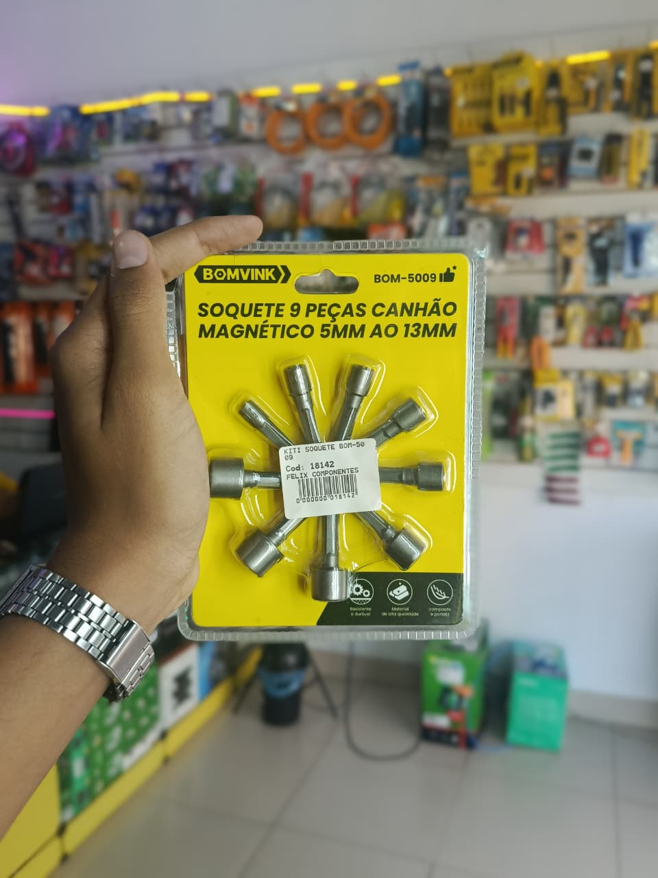 Kit Soquete c/ 9 Peças Canhão Magnético 5mm ao 13mm