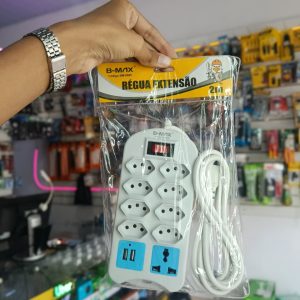 Filtro de Linha 8T 2P+T e 2 USB C/ 2M de Cabo B-MAX