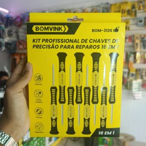 Kit/Jogo Profissional de Chaves de Precisão p/ Reparos 16 em 1 BOMVINK