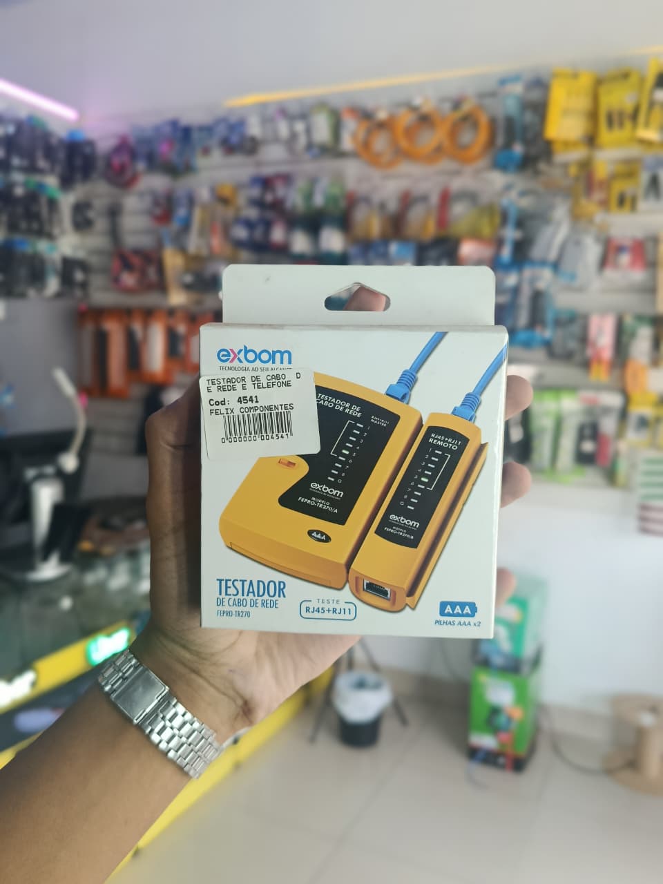 Testador de Cabo de Rede e Telefone RJ-45 E RJ-11 EXBOM